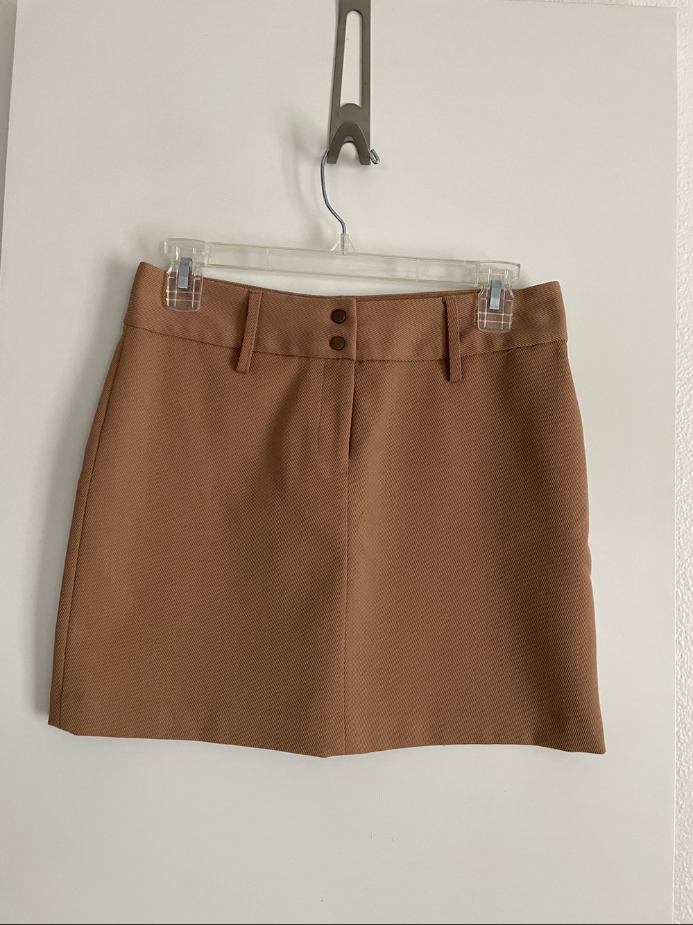 Express Wool Blend Academia Short Preppy Mini Skirt Camel Tan Lined